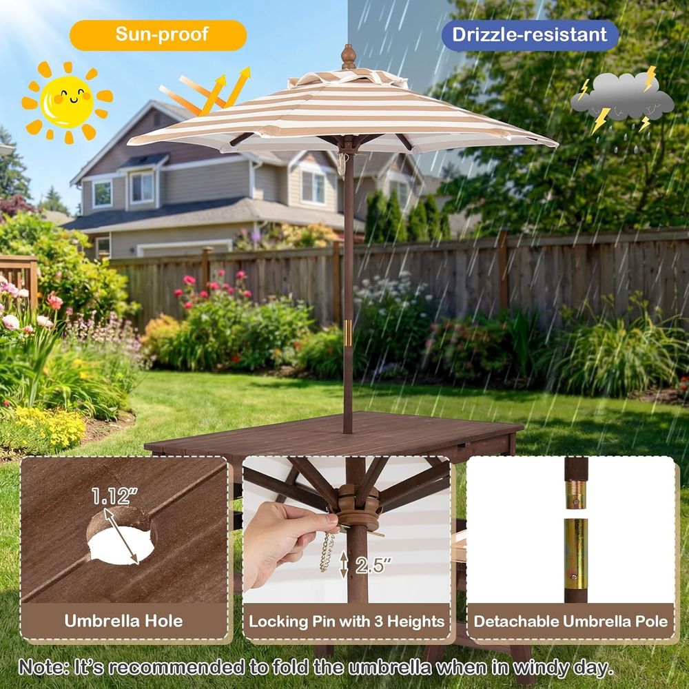 Kids Picnic Table, ir Wood Tod – обзор и цена Kids Outdoor Table With Umbrella