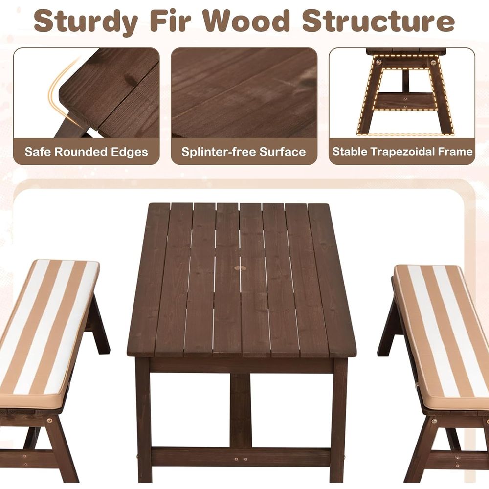 Kids Picnic Table, ir Wood Tod – обзор и цена Kids Outdoor Table With Umbrella
