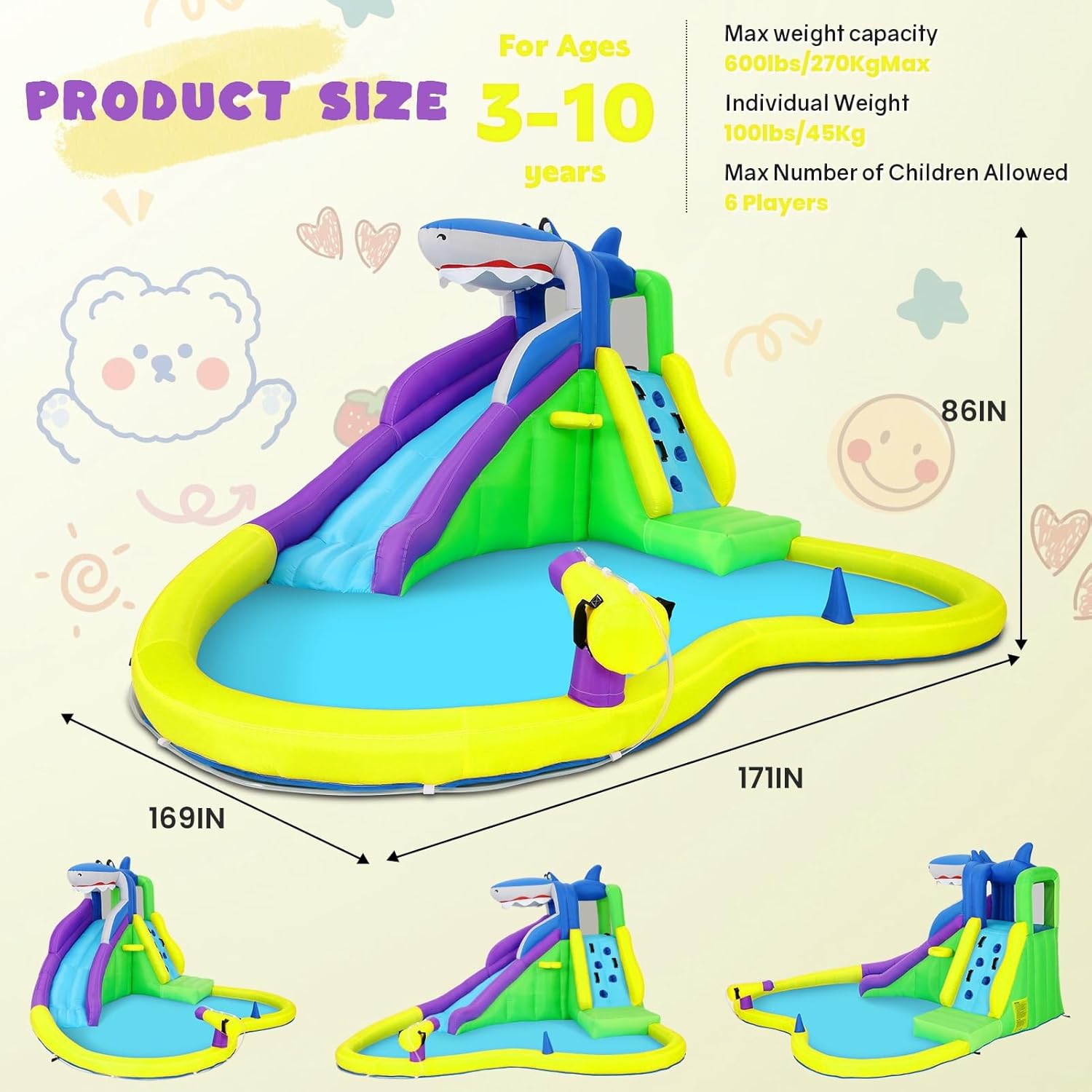 13x14FT Inflatable Bounce Hous – обзор и цена Kids Outdoor Water Slide