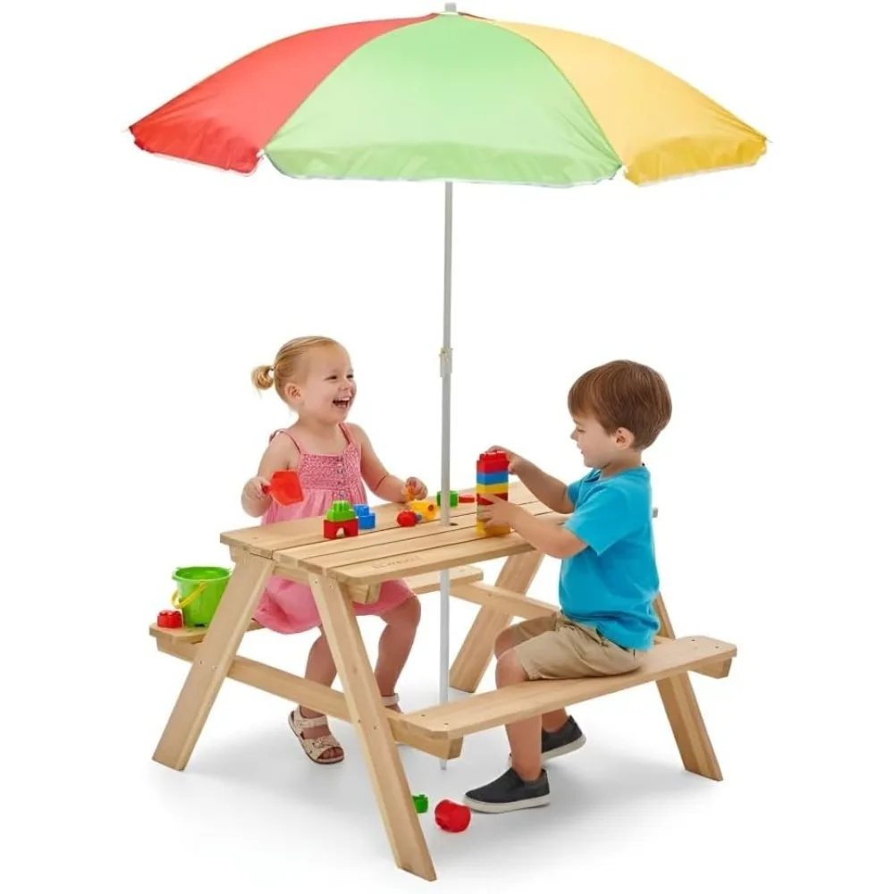 Wooden Kids Picnic Table Outdo – обзор и цена Kids Outdoor Bench With Umbrella