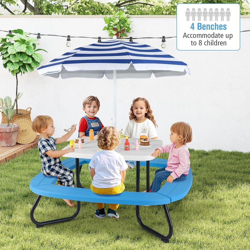 Kids Picnic Table, 8 Person To – обзор и цена Kids Outdoor Table And Chairs With Umbrella