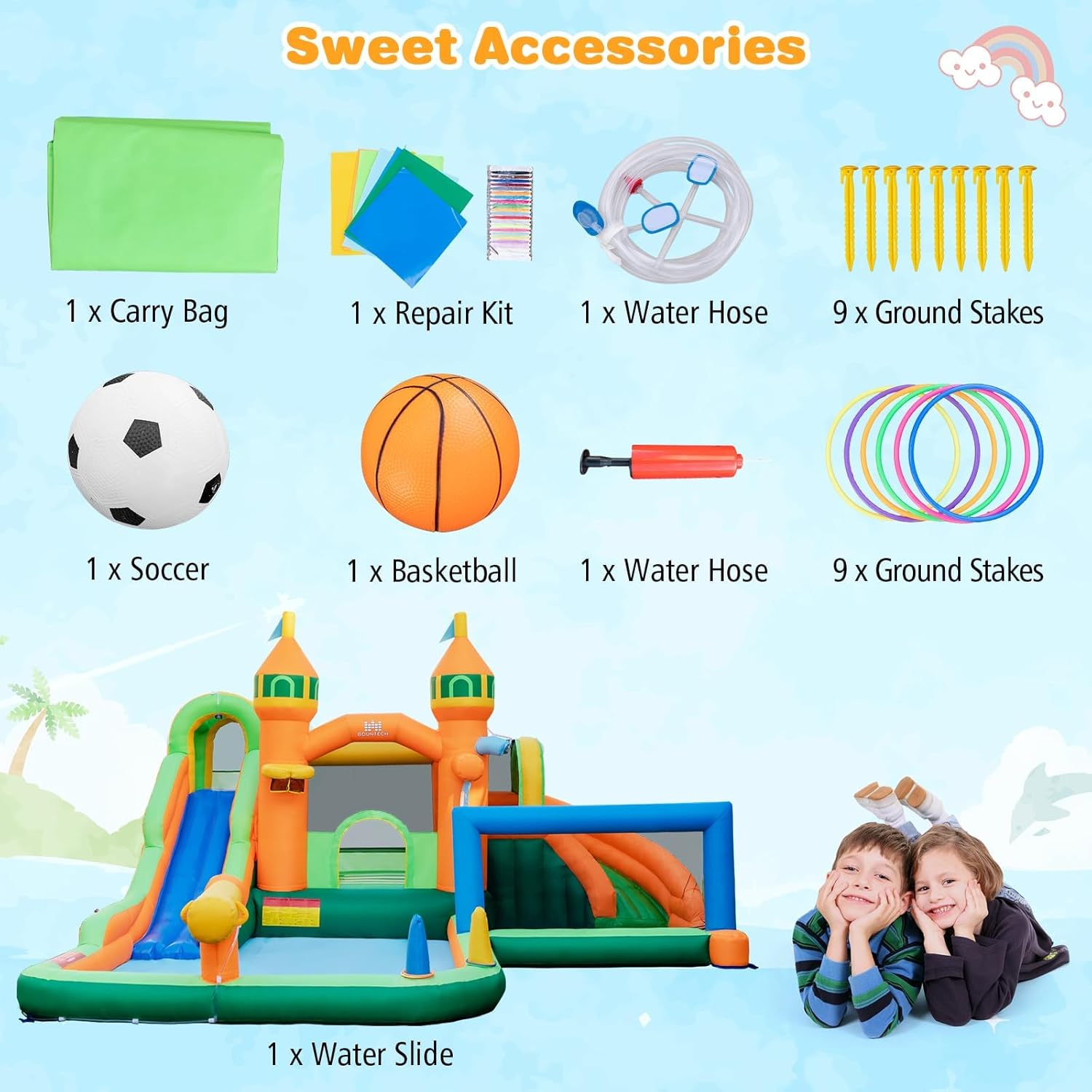 9-in-1 Inflatable Water Park B – обзор и цена Kids Outdoor Water Slide