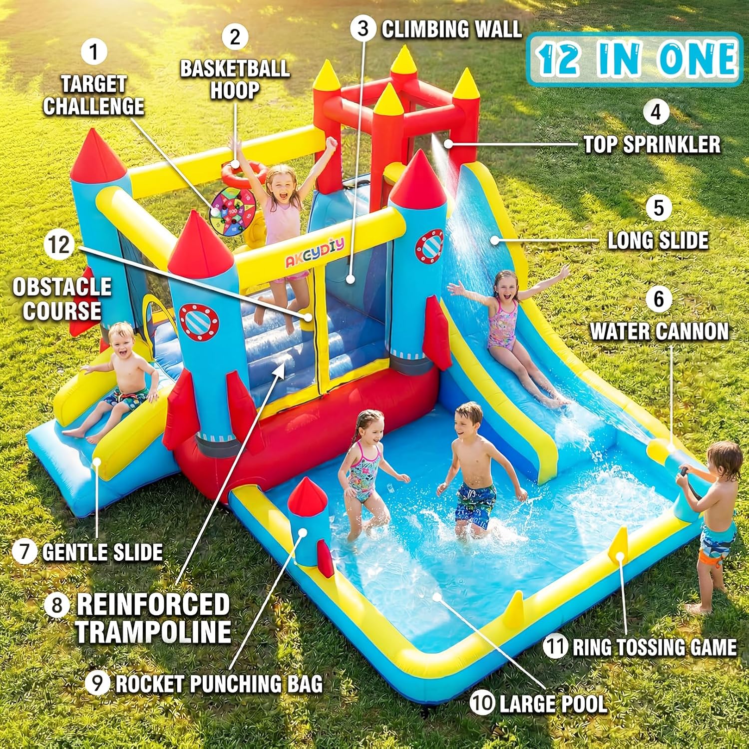 12-in-1 Inflatable Bounce Hous – обзор и цена Kids Outdoor Water Slide