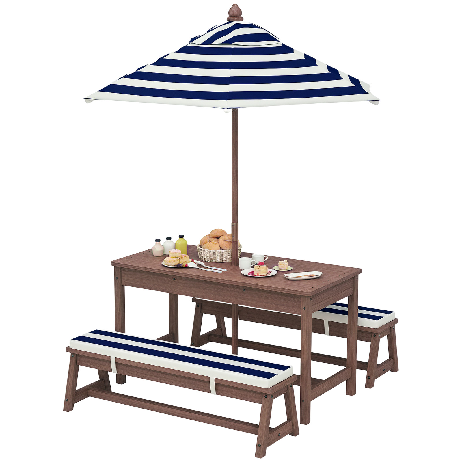 Kids Picnic Table, Wooden Tabl – обзор и цена Kids Outdoor Bench With Umbrella