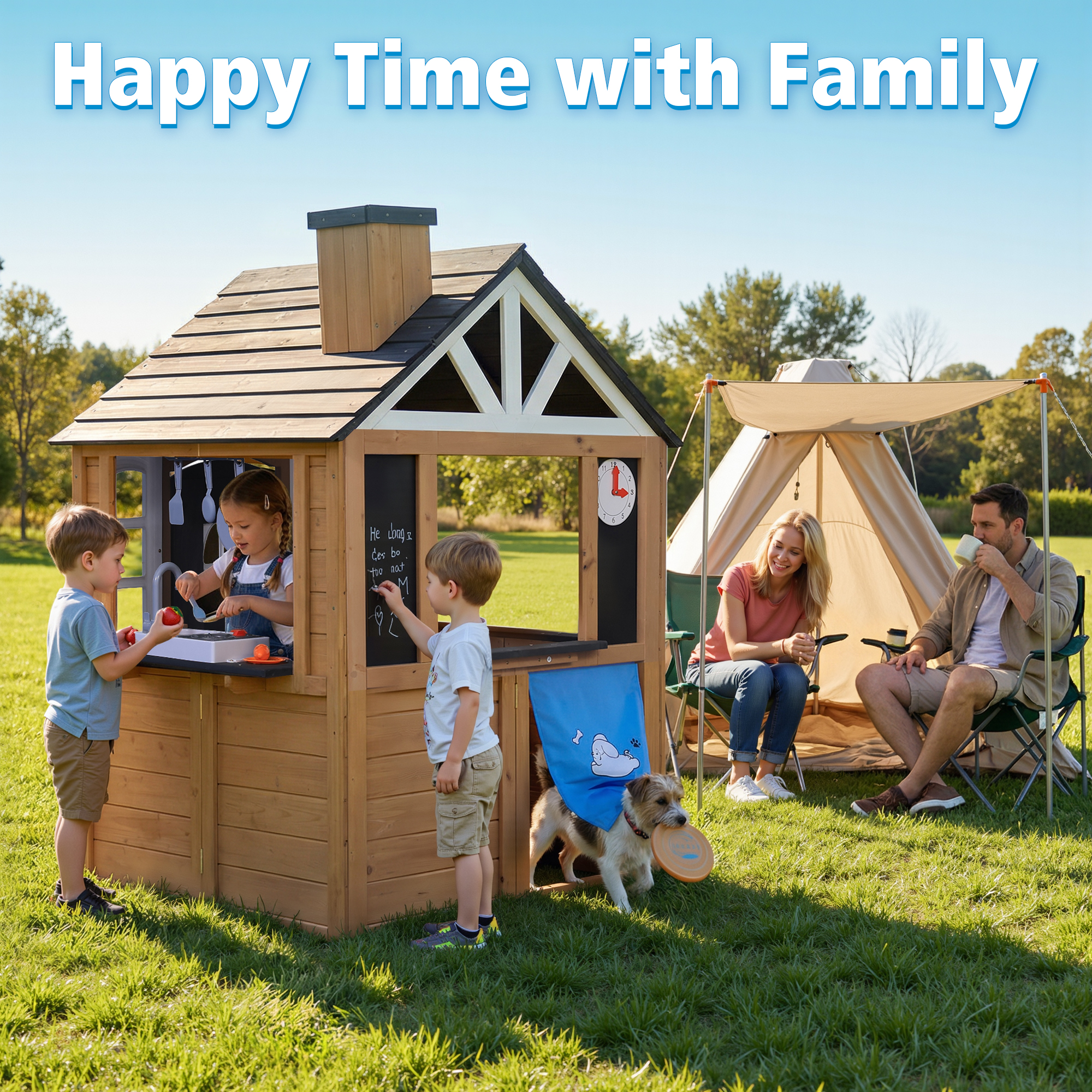 Kids Wooden Playhouse Outdoor  – обзор и цена Kids Outdoor House With Kitchen