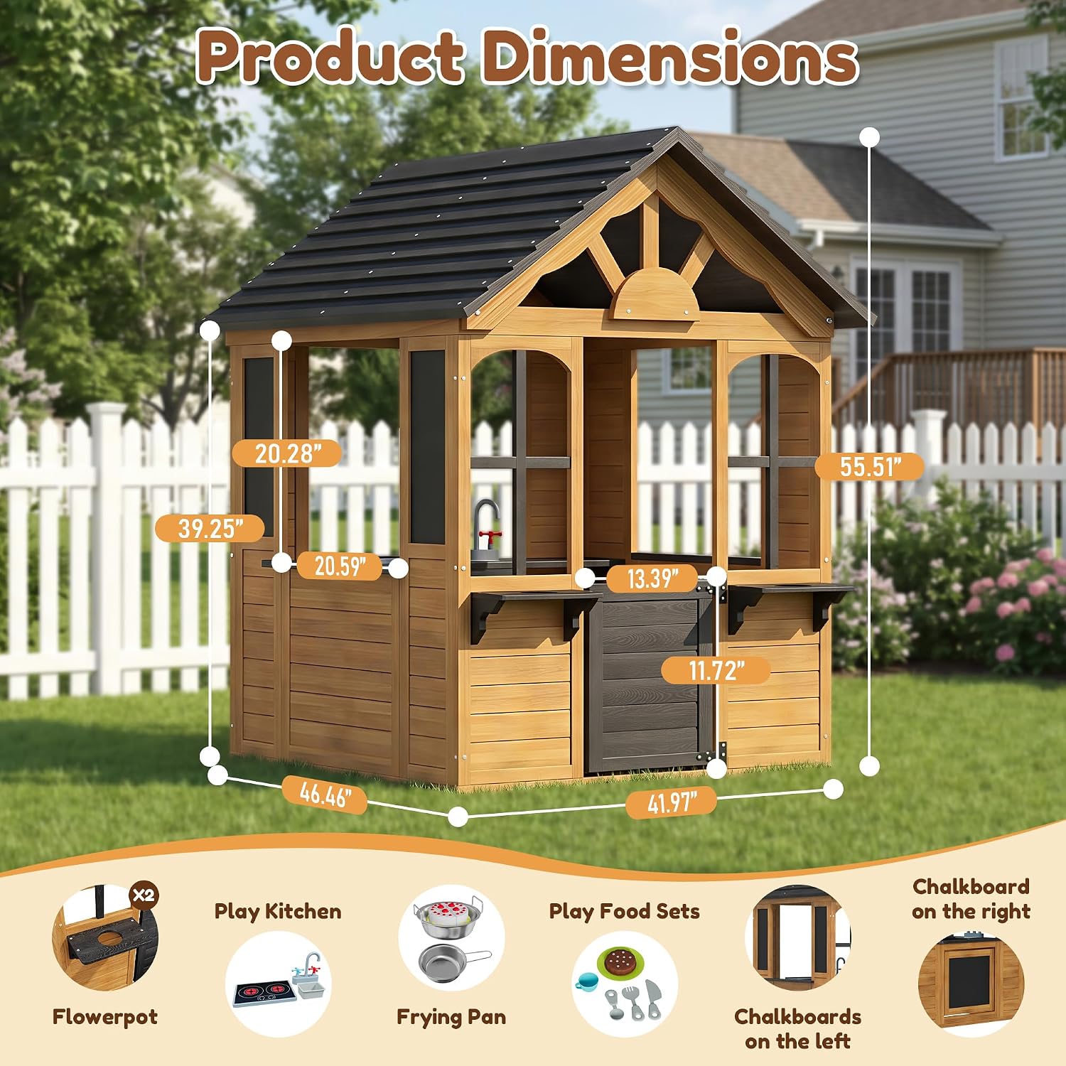 Kids Outdoor Playhouse Wooden  – обзор и цена Kids Outdoor House With Kitchen