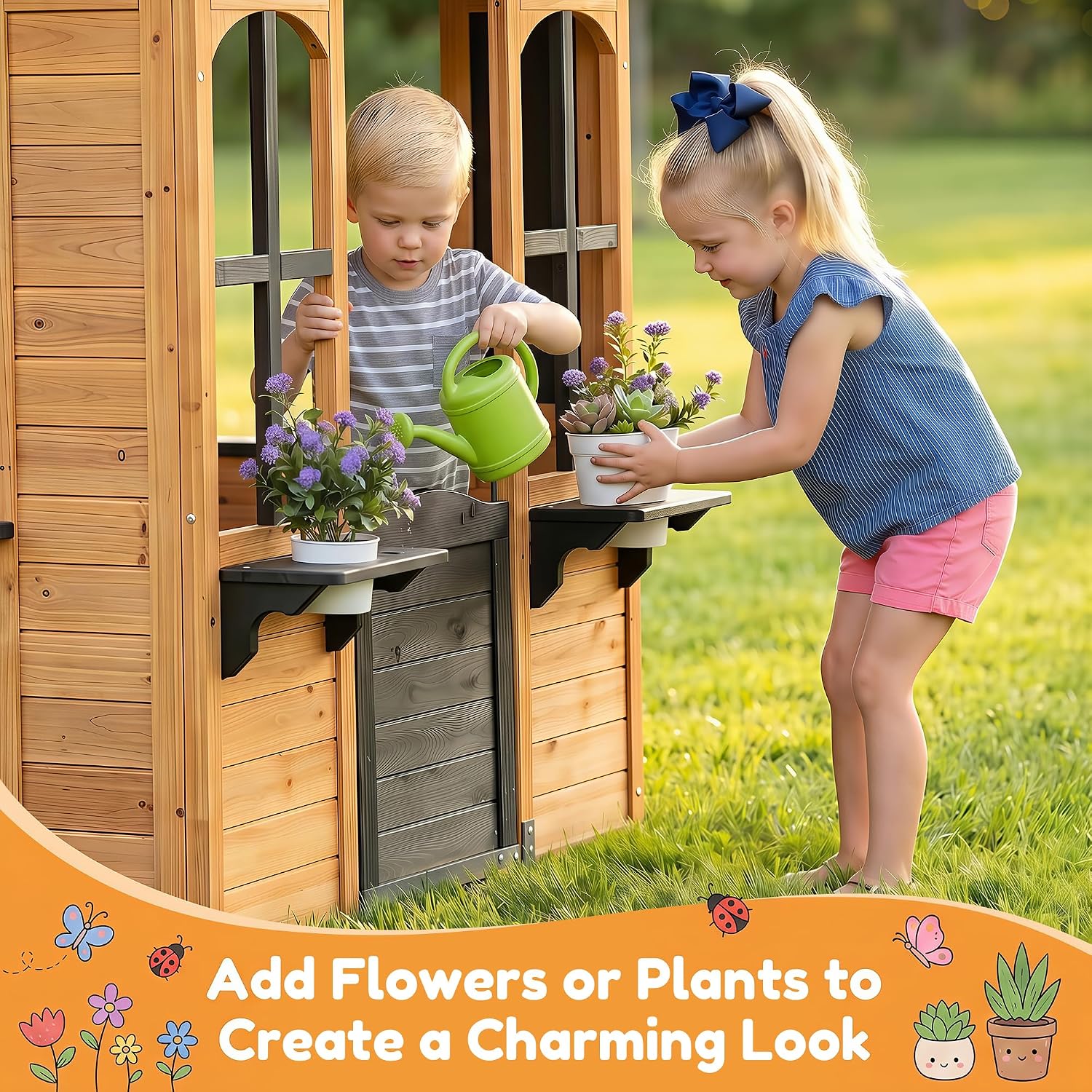 Kids Outdoor Playhouse Wooden  – обзор и цена Kids Outdoor House With Kitchen