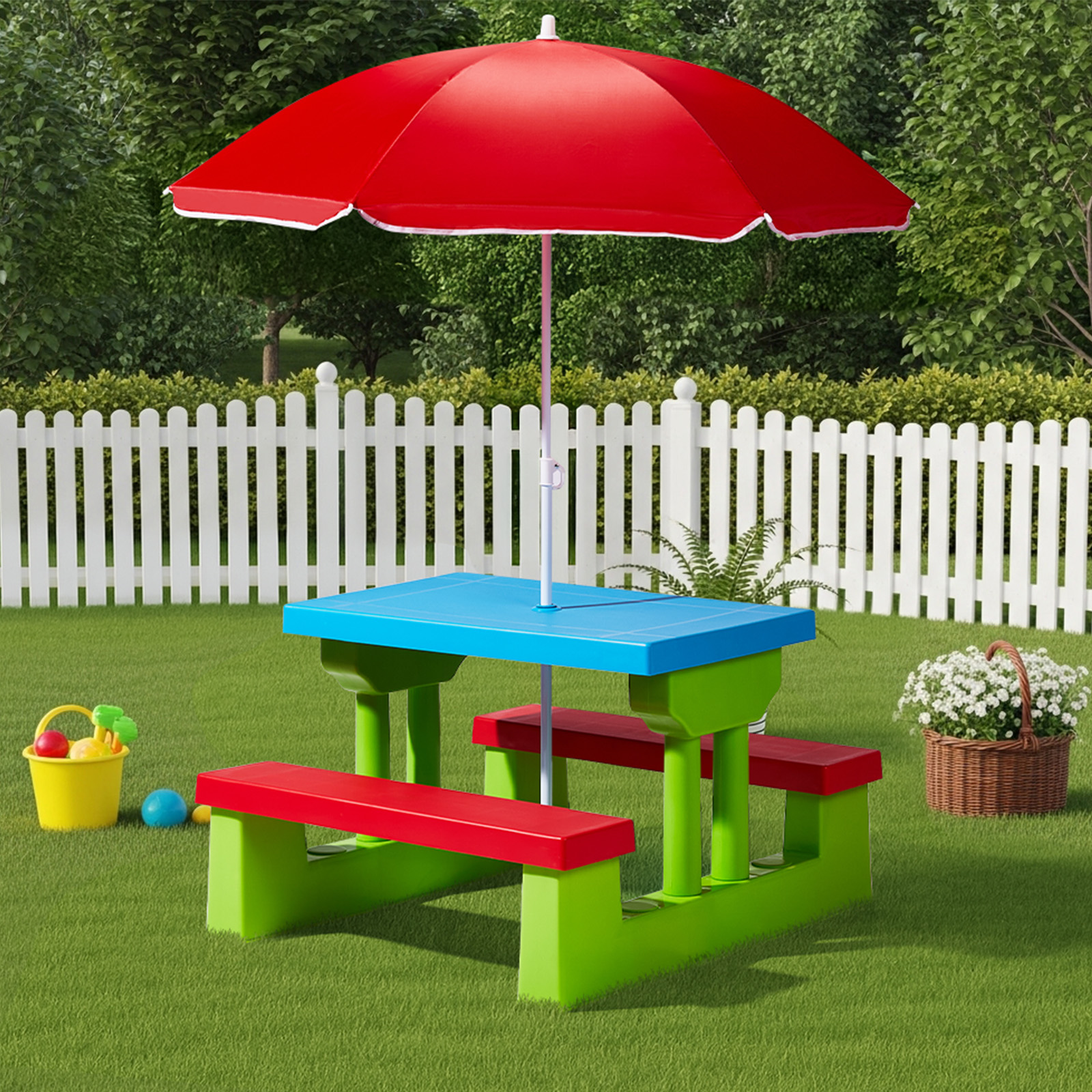 Kids Picnic Table with Umbrell – обзор и цена Kids Outdoor Table And Chairs With Umbrella