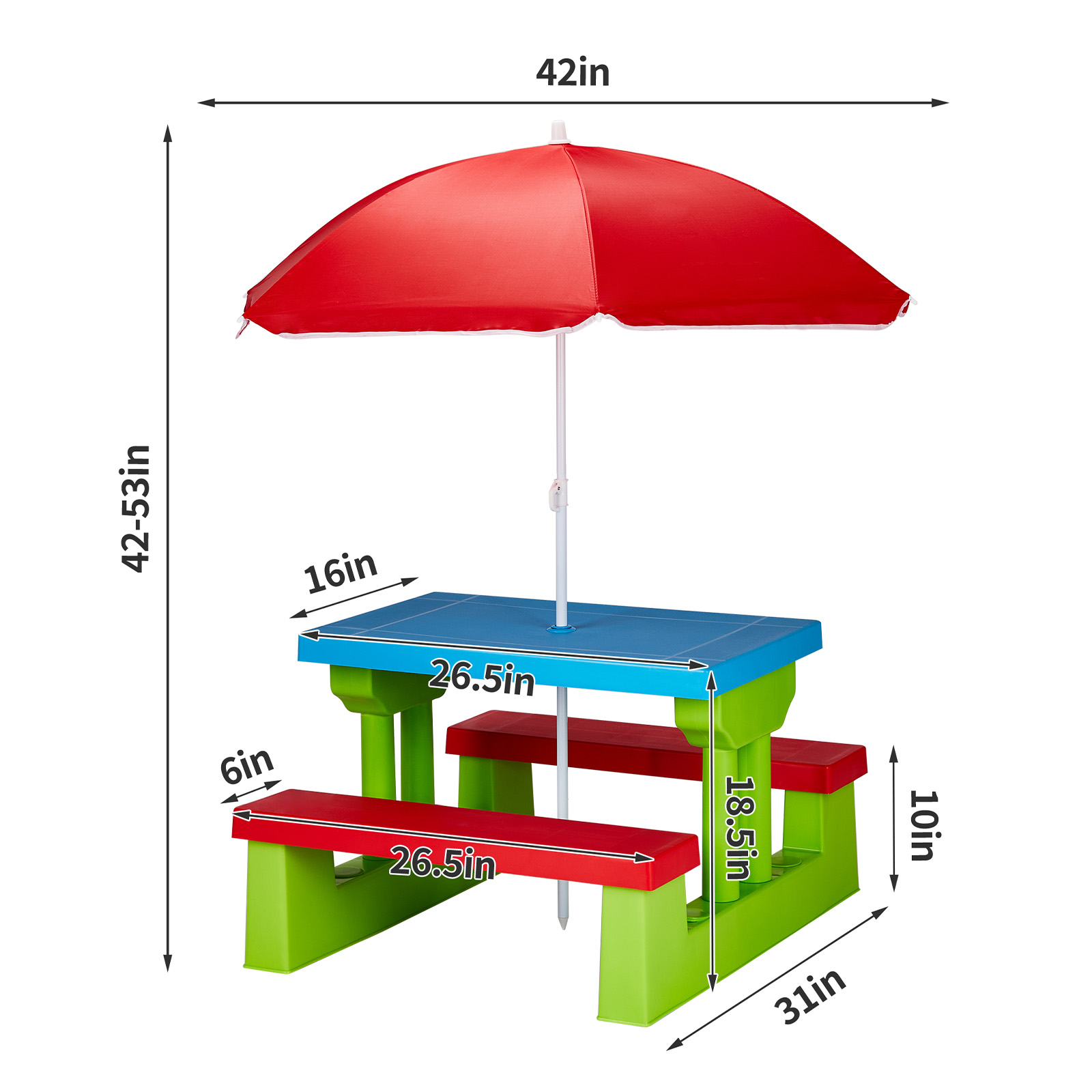 Kids Picnic Table with Umbrell – обзор и цена Kids Outdoor Table And Chairs With Umbrella